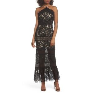 FOXIEDOX Tabitha Lace cocktail Maxi Dress In Black